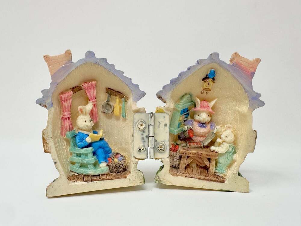 Magical Bunny Family Cottage House Locket Diorama Rabbit decor resin miniature